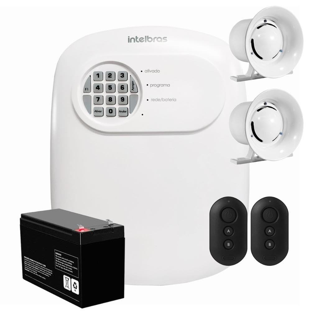 Kit Completo: Central de Alarme Intelbras ANM 24 Net + 2 Controles, Bateria e Sirenes