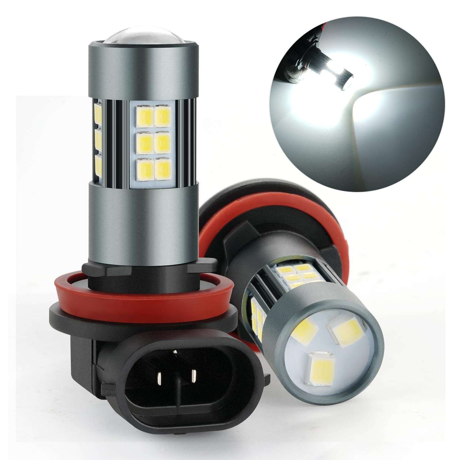 Lâmpadas LED H11 H8 H16: Ilumine seu Caminho com 300% Mais Brilho (6500K Branco Frio) - Kit com 2