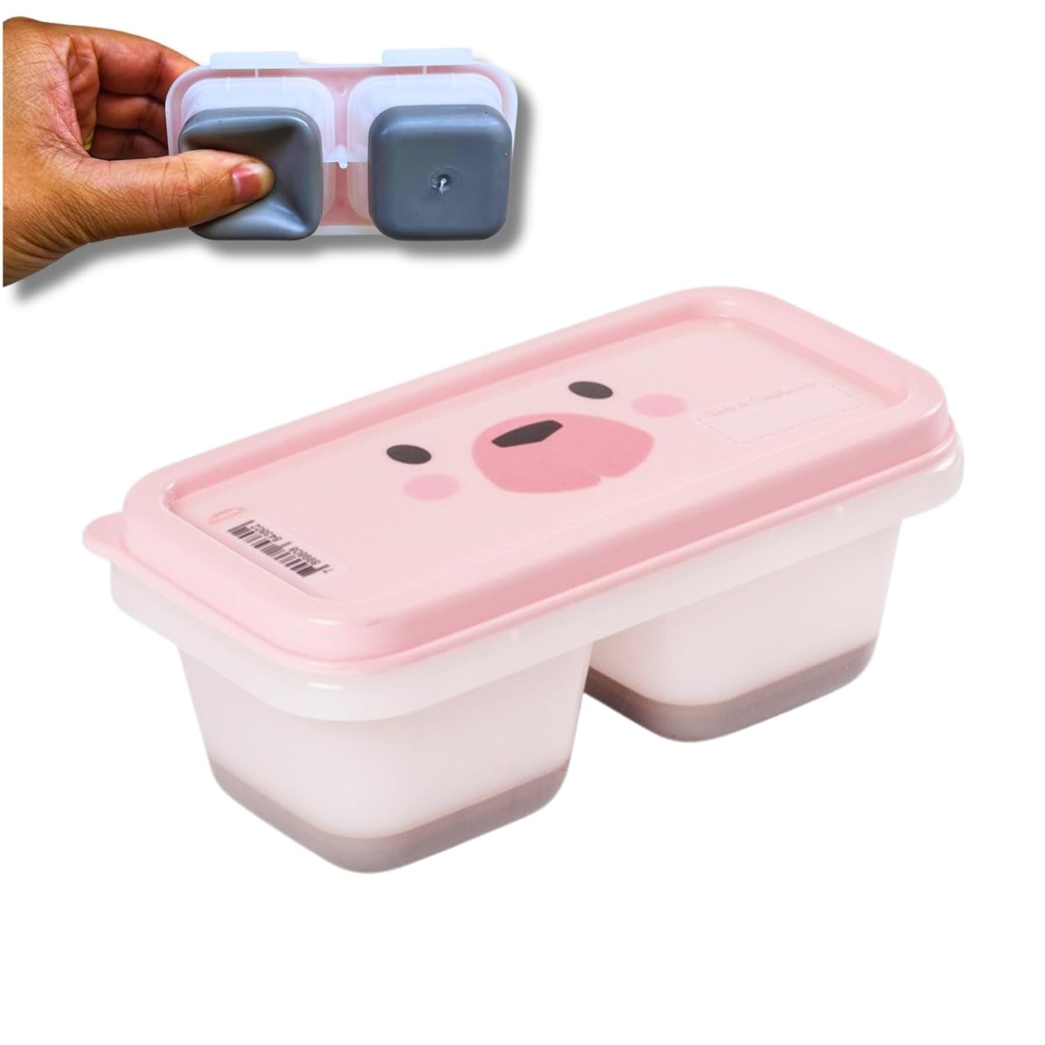 Pote de Papinha para Congelar com 2 Compartimentos 150ml - Rosa Azul BPA Free