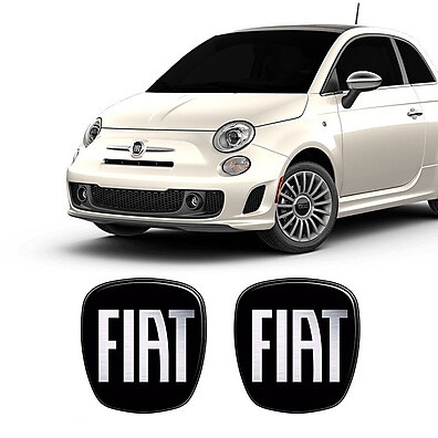 2 Adesivos Emblema Fiat 500 Preto Black 2009 a 2017