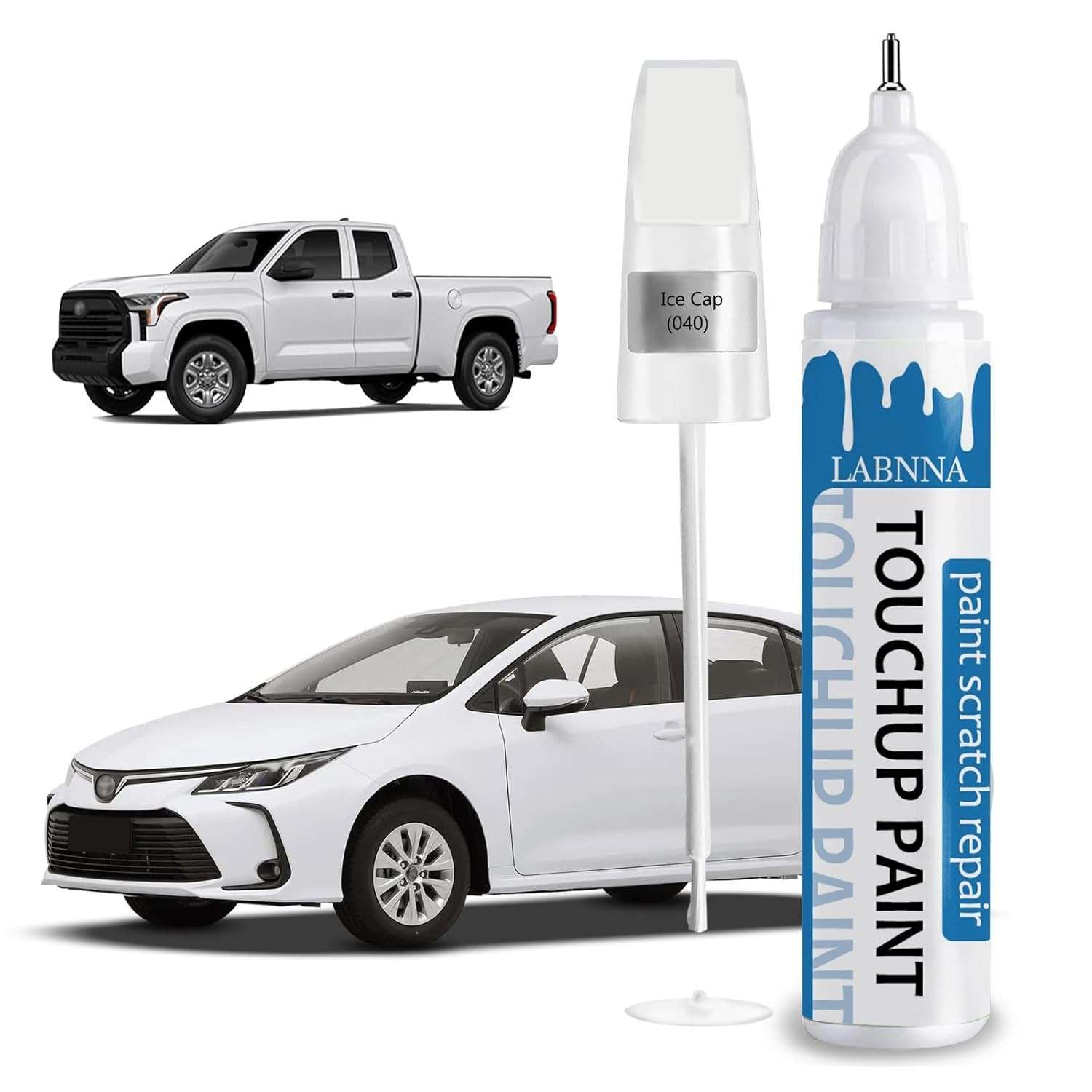 Tinta de Retoque Ice Cap (040) para Toyota - Caneta 2 em 1 com Pincel para Reparos Fáceis de Arranhões e Lascas