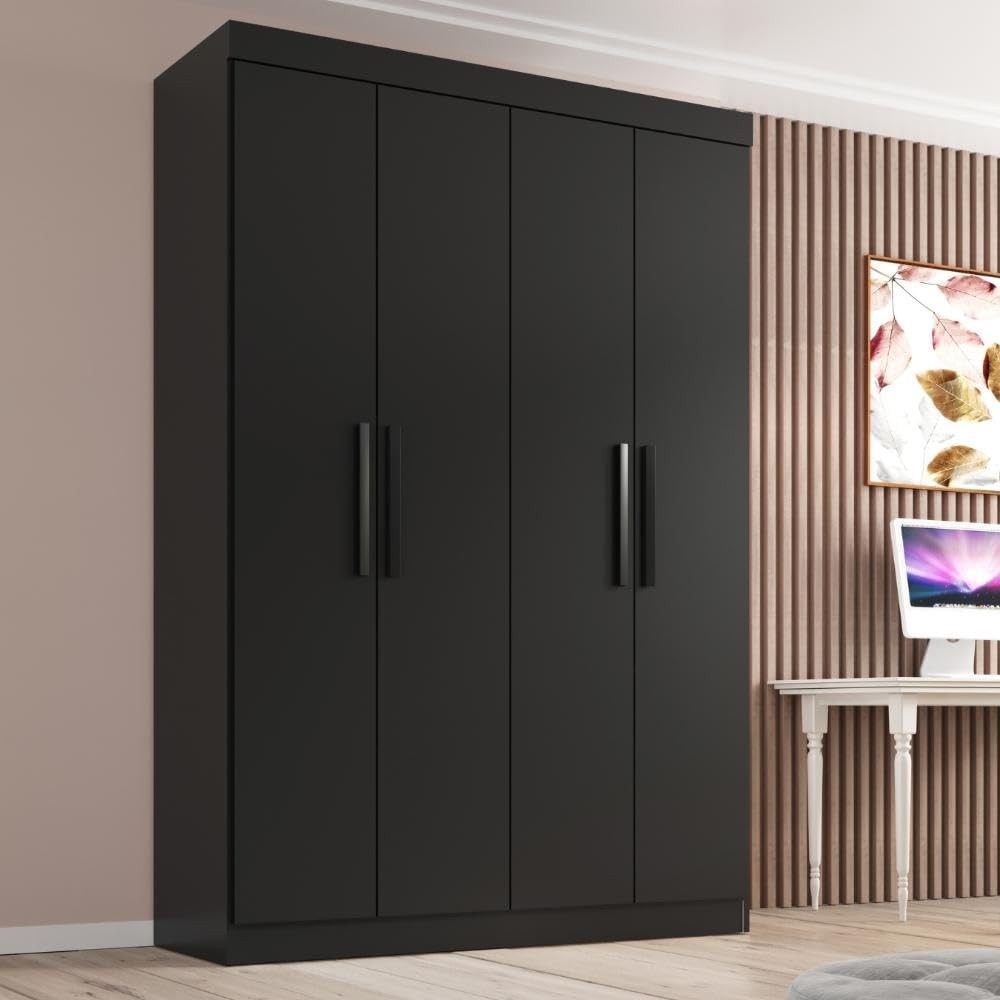 Guarda-Roupa Solteiro Lisboa 4 Portas com 2 Gavetas – Design Moderno e Organização Inteligente