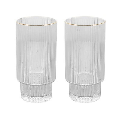 2 Copos Altos Lines com Fio de Ouro 400ml – Elegância em Cristal Ecológico