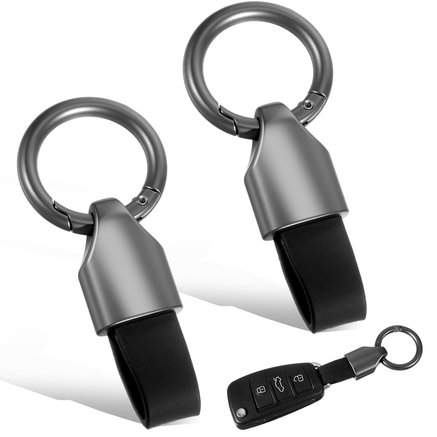 Mabor 2 peças de chaveiro de couro para chaves de carro, porta-chaves de liga de zinco com chaveiros, clipe de chaveiro multifuncional para homens e mulheres