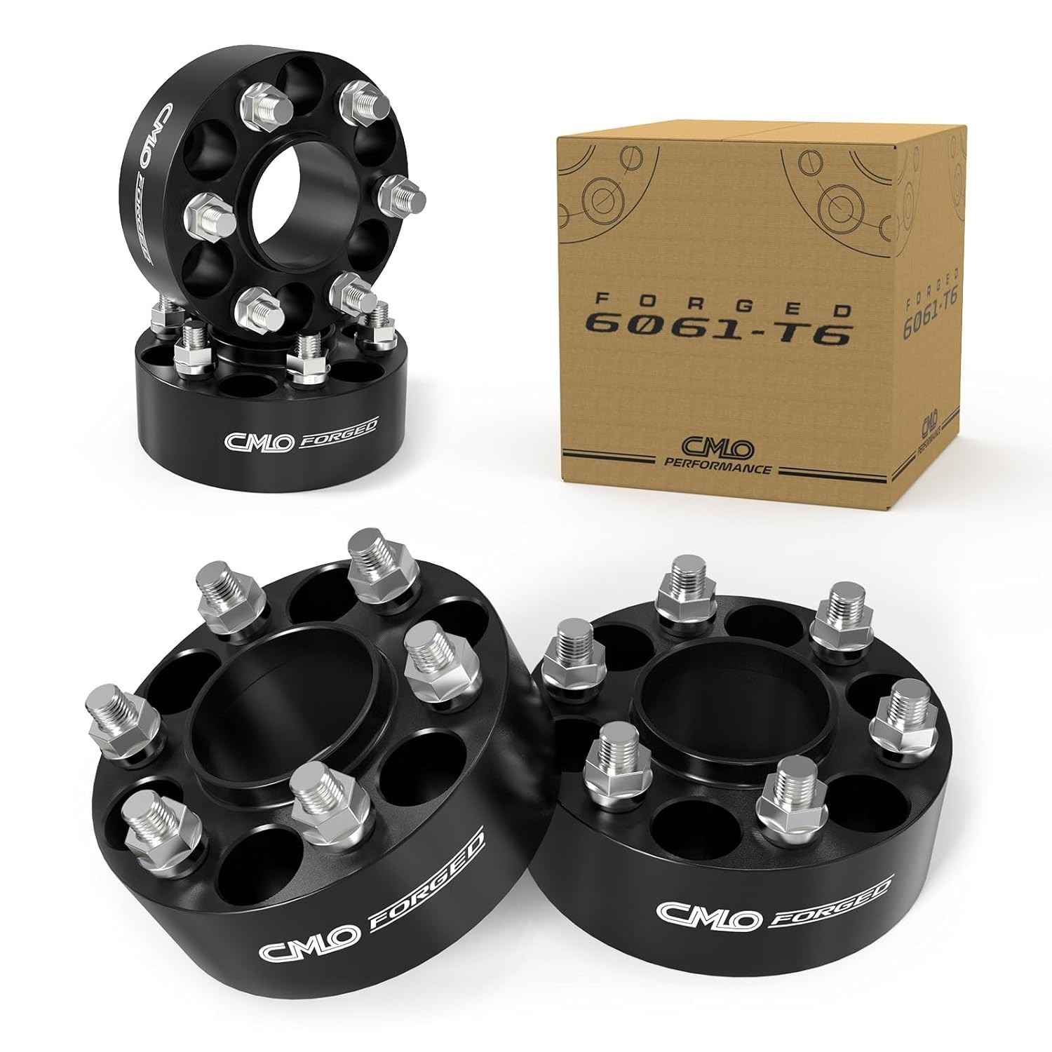 Espaçadores de Roda Customadeonly 6x135 (2") para F150, Expedition, Navigator - Hubcentric True Forged Preto M14x1.5 (4 Peças)