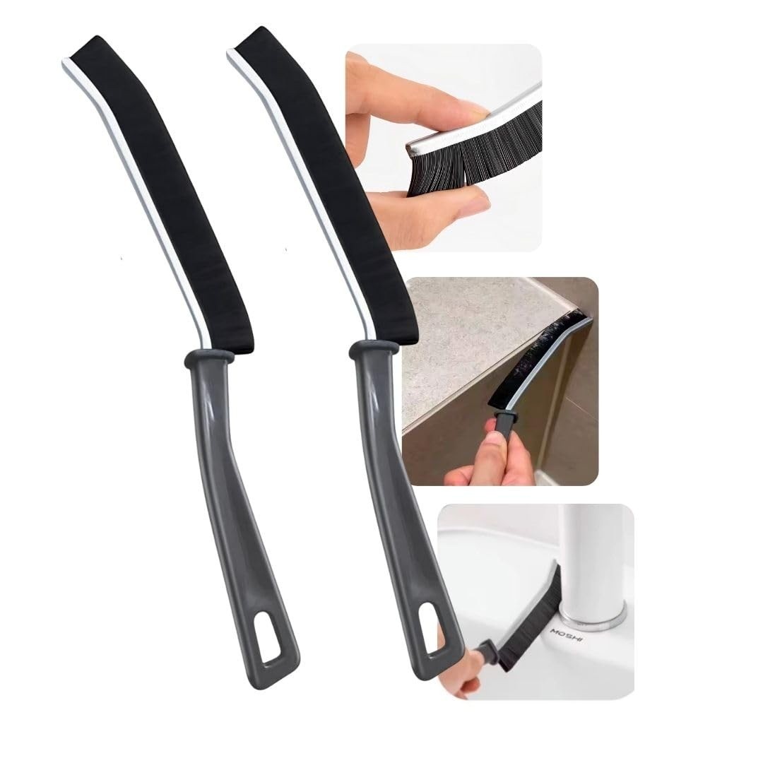 Kit 2 Escovas de Limpeza Multiuso para Cantos e Fendas - Ideal para Trilhos, Janelas, Teclado, Rejunte, Carro e Ar Condicionado