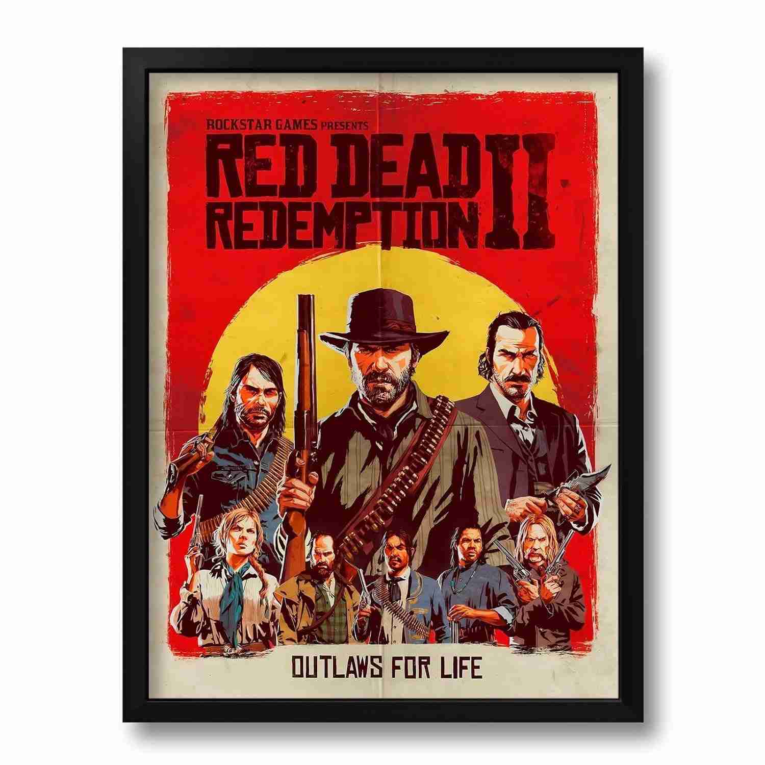Quadro Red Dead Redemption 2 Moldura Preta 33x43cm - Decore Sua Parede com Estilo Gamer