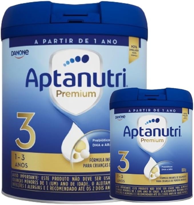 2 Latas -Aptanutri Premium 3 Fórmula Infantil em Pó Danone -800g