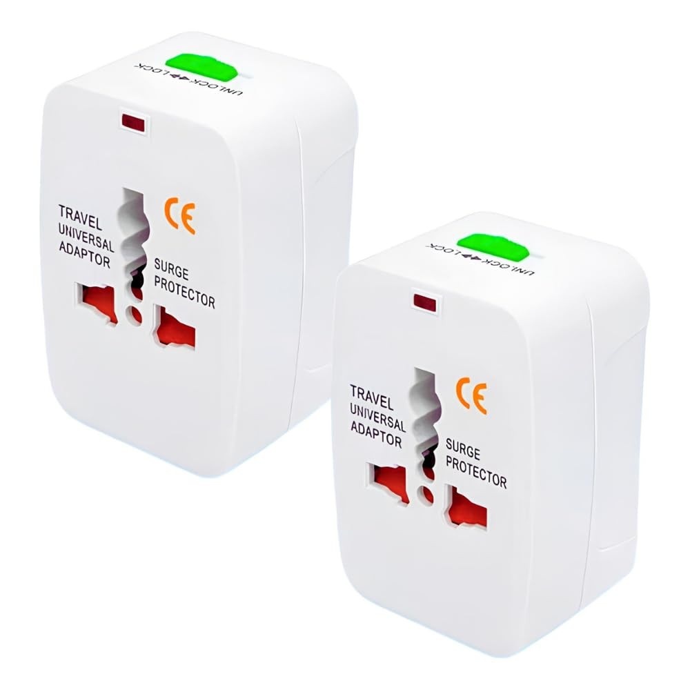 Kit 2 Adaptadores Tomada Universal Premium: Viaje Conectado em Mais de 150 Países!