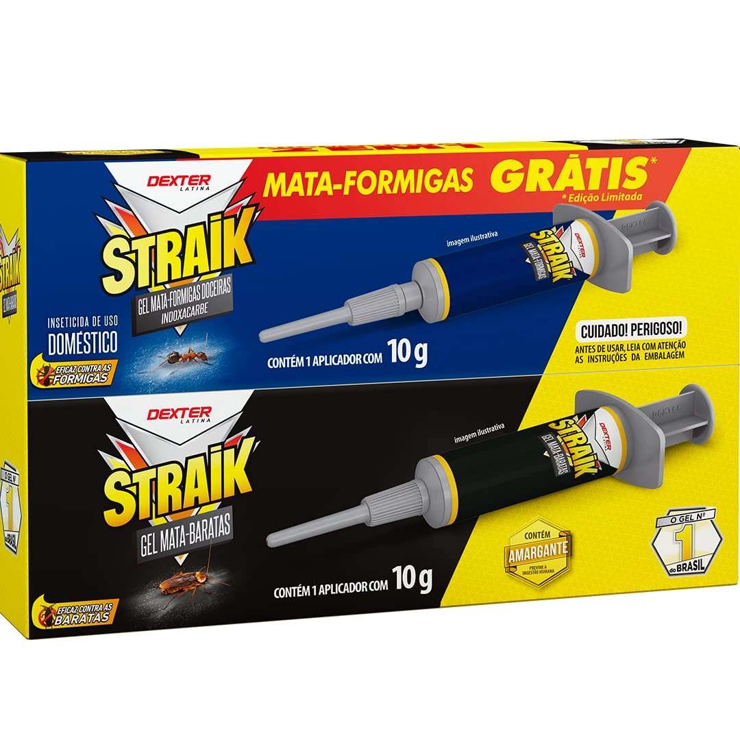 Straik 2 em 1 Gel Mata Baratas e Formigas - Eliminação Rápida e Segura com Amargente