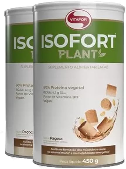 Kit 2 Isofort Plant da Vitafor Sabor Paçoca 450g