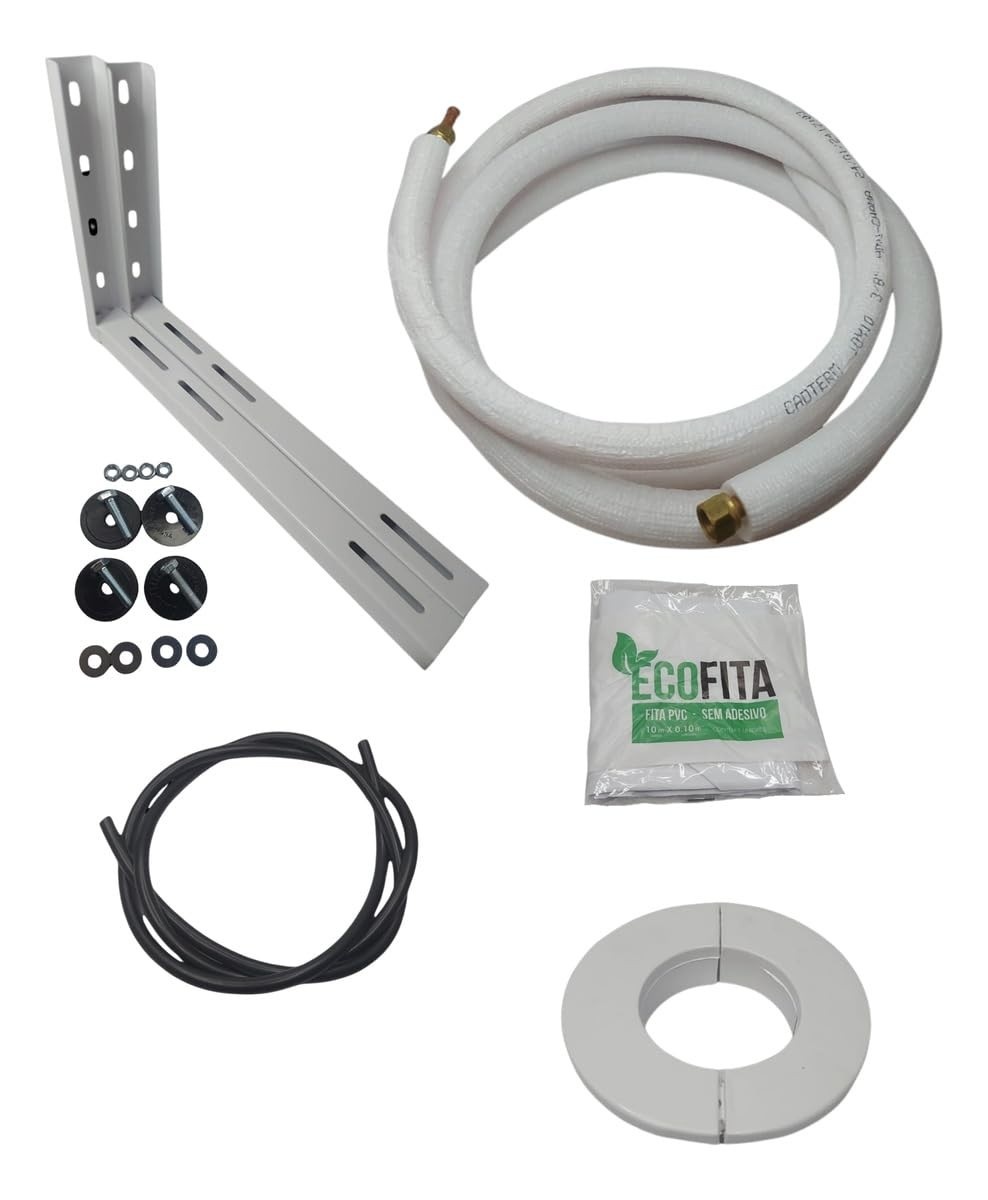 Kit Instalação Ar Condicionado 9.000 e 12.000 BTUs com 2 Metros e Suporte 500mm