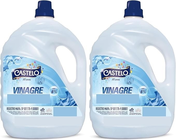 Kit 2 Vinagres Concentrados Castelo 6% 5L – Bactericida, Higienização de Alimentos e Limpeza Multiuso