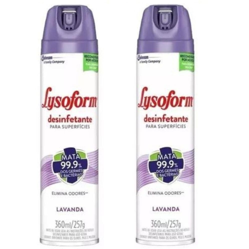 Desinfetante Lysoform Superfícies 360ml - Kit com 2 Unidades Lavanda