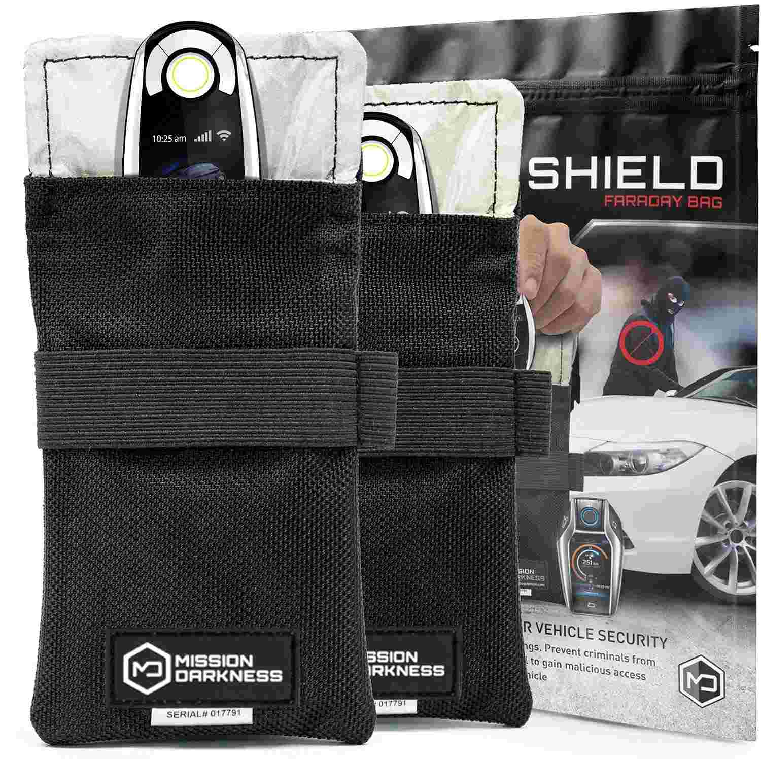 Mission Darkness Faraday Bolsa para Keyfobs (pacote com 2) // Capa protetora de blindagem RF para Smart Always On Chaves Transmissores de Segurança de Veículos Eletrônicos Pequenos