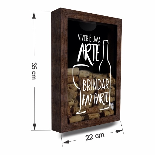 Quadro Porta Rolhas de Vinho e Champagne em Madeira 32x22cm – Modelo 2