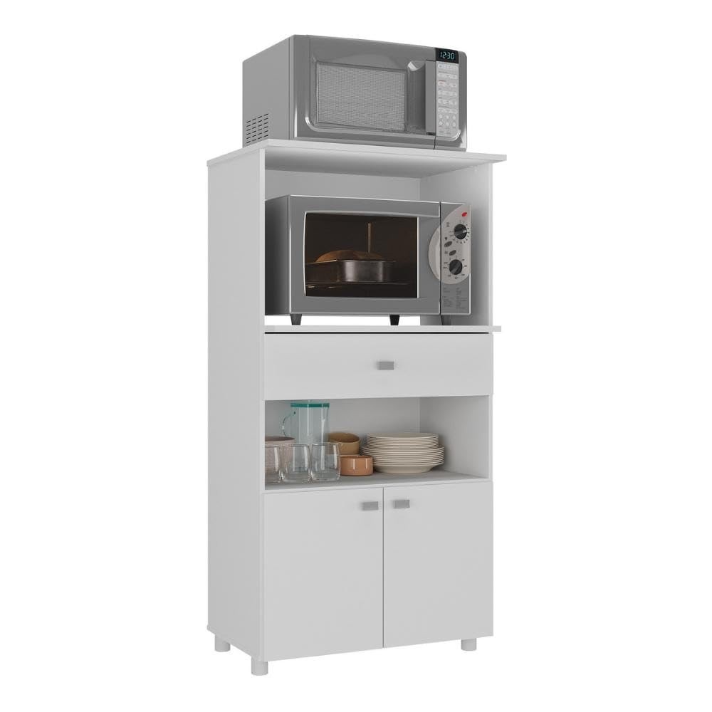 Armário Multiuso Moderno para Forno e Micro-ondas com 2 Portas e 1 Gaveta | Acabamento Brilhante UV