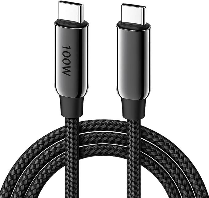 Cabo USB-C para USB-C 2 Metros 100W - Carregamento Rápido - Compatível com Smartphones, Notebooks e Dispositivos Tipo C - Design Resistente em Nylon Trançado