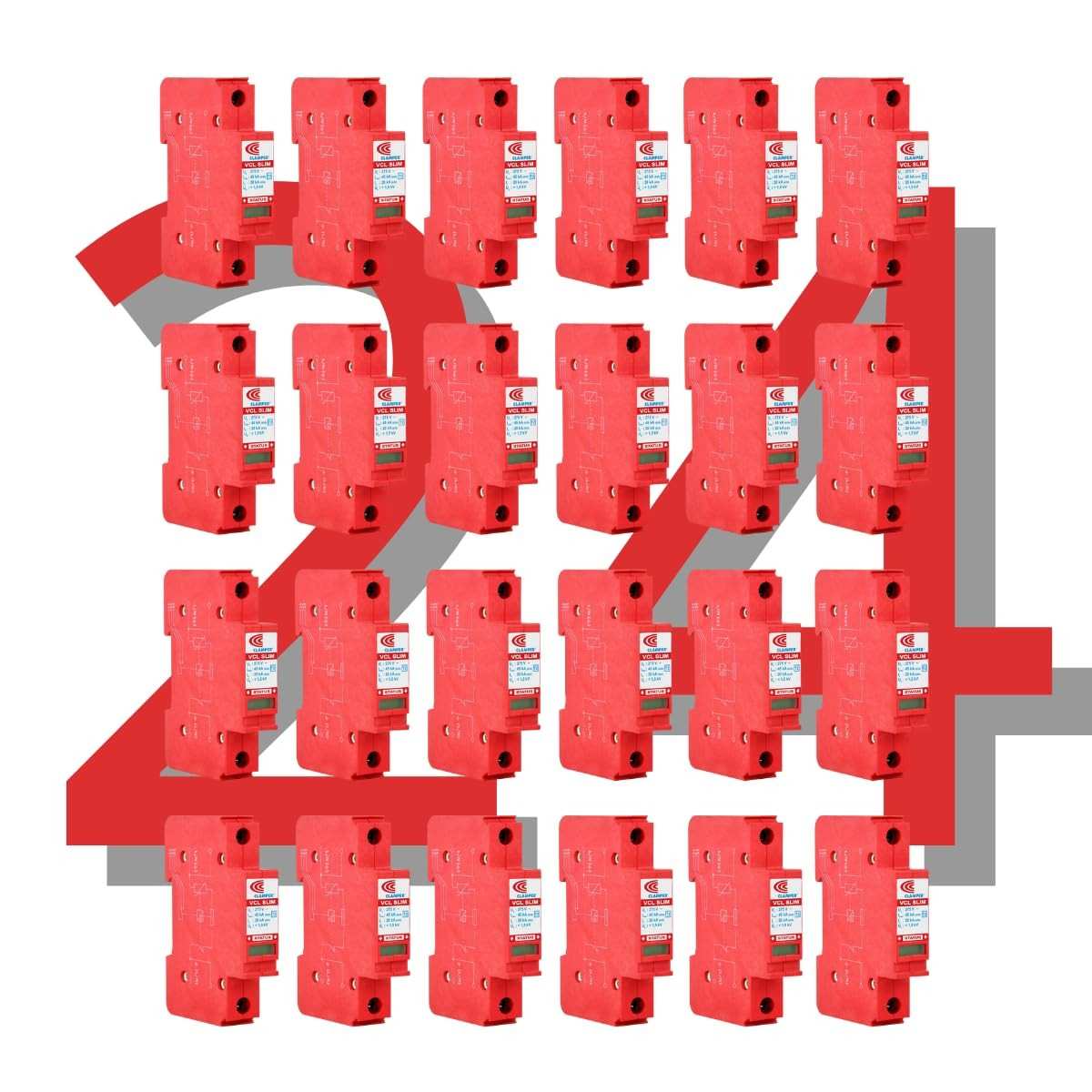 Kit 24x DPS Slim 275V 45kA Vermelho Tipo 2: Proteção Essencial Contra Surtos e Raios