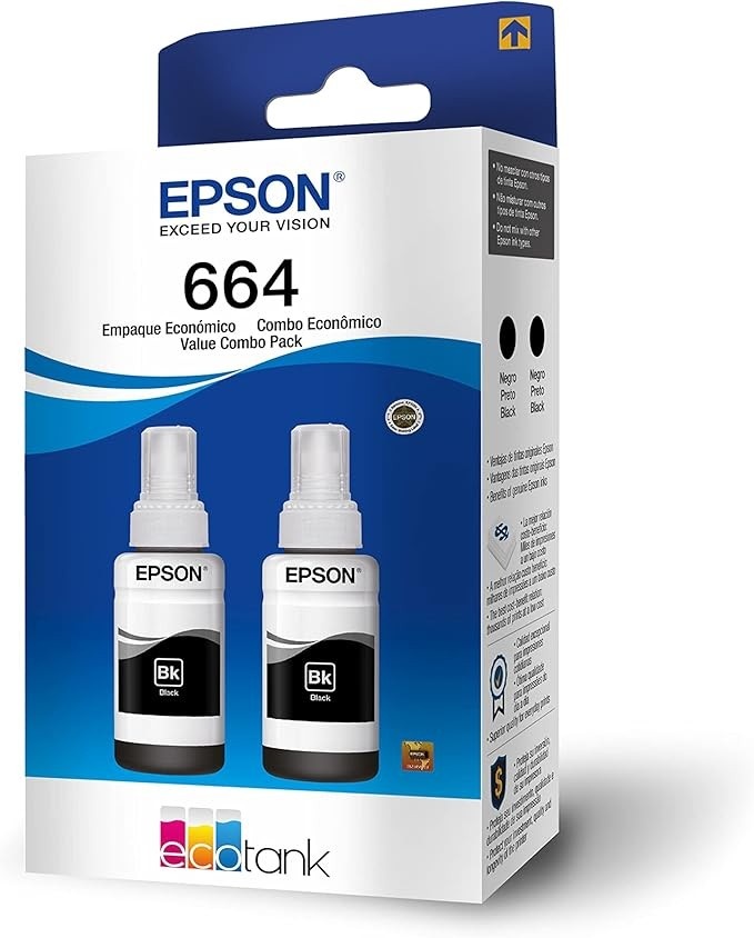 EPSON Kit de garrafas de tintas originais - 2 garrafas pretas T664, T664120-2P