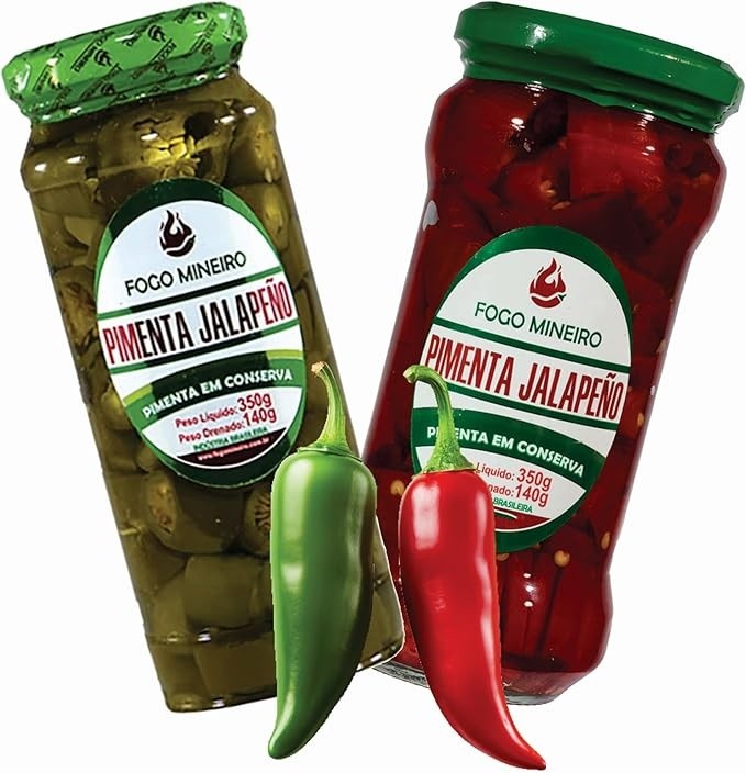 Pimenta Jalapeno em Conserva Verde e Vermelha - 2 Vidros 350g