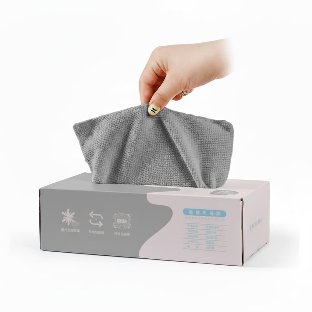 Kit 20 Panos de Microfibra 20x20cm com Caixa Dispenser | Alta Absorção, Lavável e Reutilizável