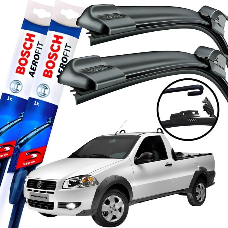 Kit Palhetas Limpador Parabrisa Bosch FIAT Strada/Siena 2002-2015 Originais