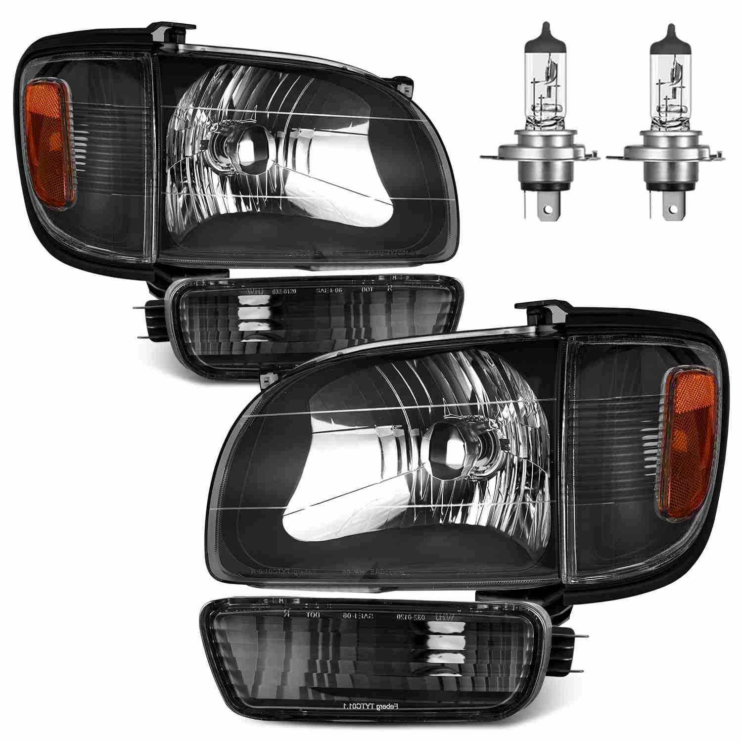 Faróis Completos para Toyota Tacoma 2001-2004: Iluminação Halógena Premium com Lâmpadas Inclusas