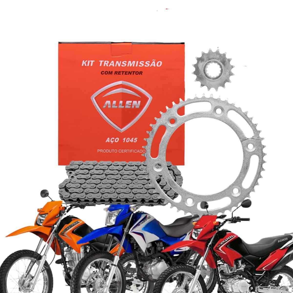 Kit Relação Transmissão Allen NXR Bros 150 (2006-2015) com Retentor - Durabilidade e Performance