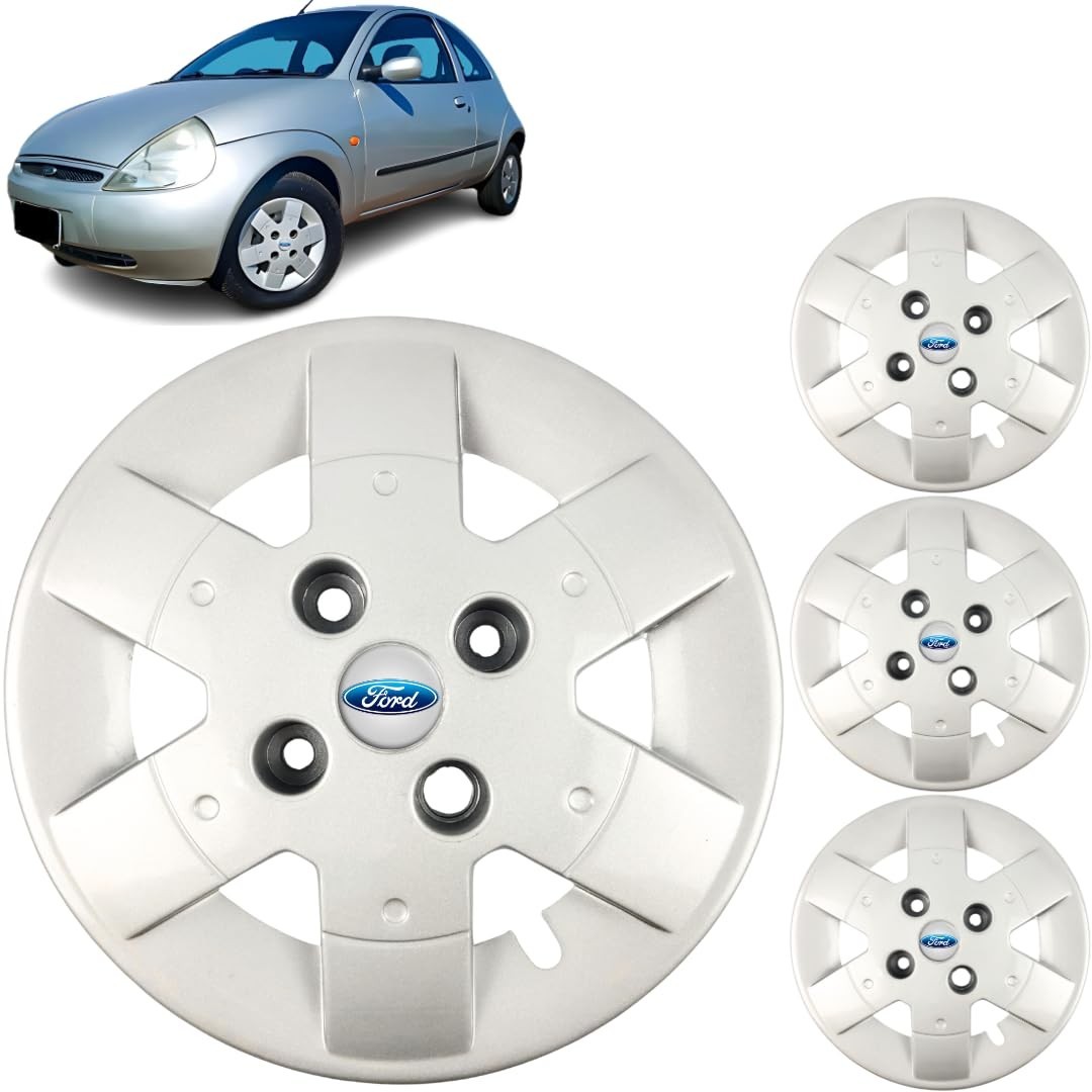 Jogo 4 Calotas Aro 13 Ford Ka 1997-2007 Prata Resinado Grid | Design Esportivo