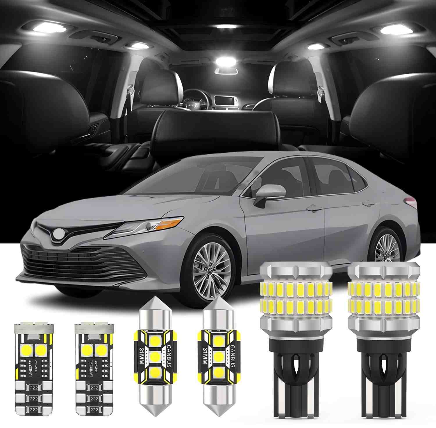 Kit LED Interior e Ré Toyota Camry 2007-2023: Iluminação Branca 300% Mais Forte e Duradoura
