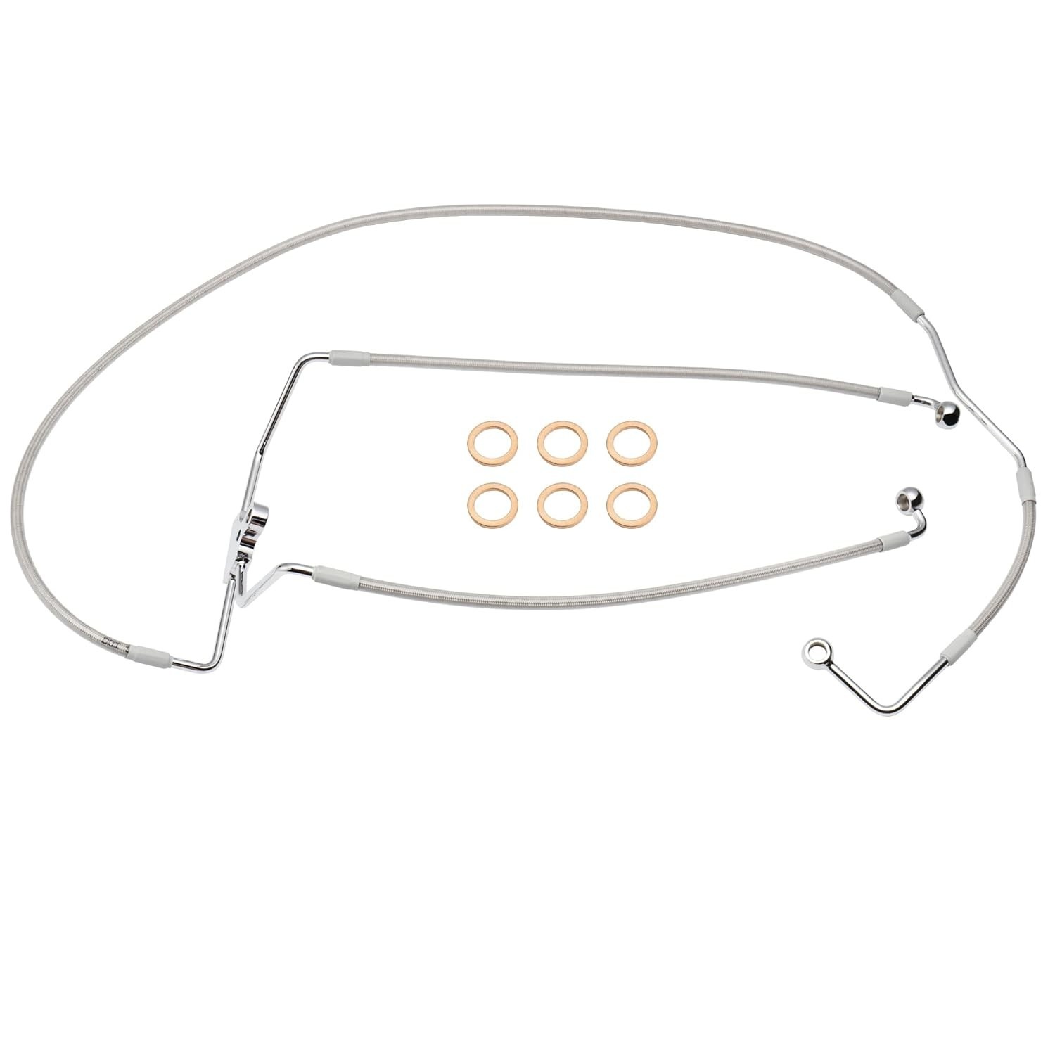 Kit Linha Freio Frontal Inferior Harley Touring ABS 2008-2013 - Aço Inox Prata