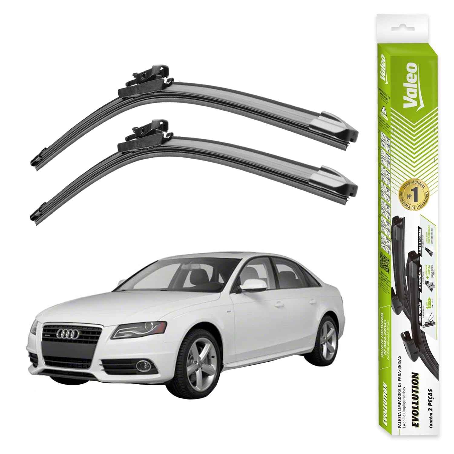 Par de Palhetas Limpador Parabrisa Original Valeo Evolution para Audi A4 (2008-2024)
