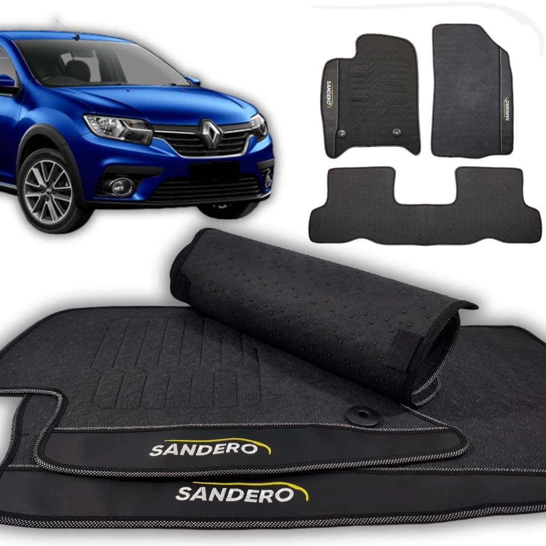 Tapete Borracha Premium Impermeável Sandero 2008-2024 (3 Peças)