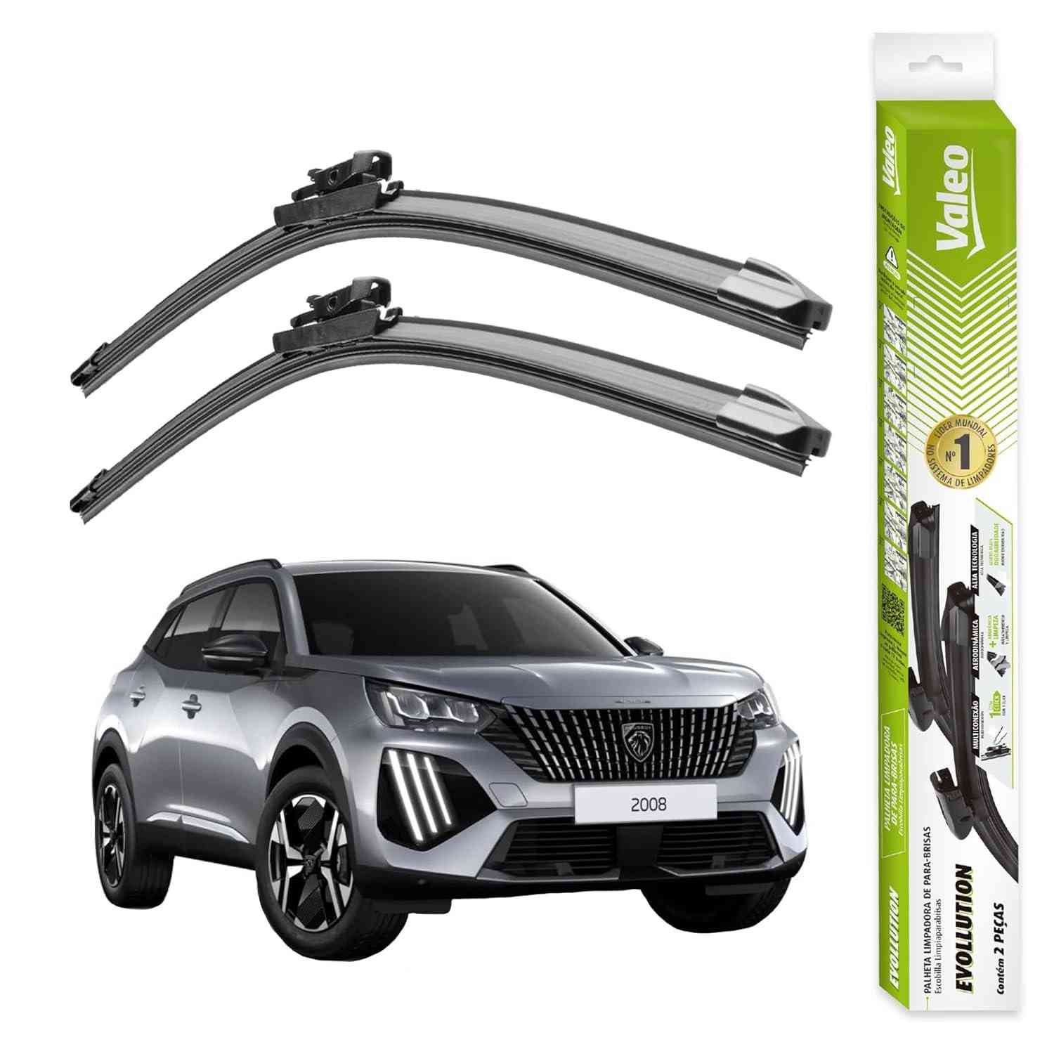 Par Palheta Limpador Parabrisa Original Valeo Evolution Peugeot 2008 (2025-2026)