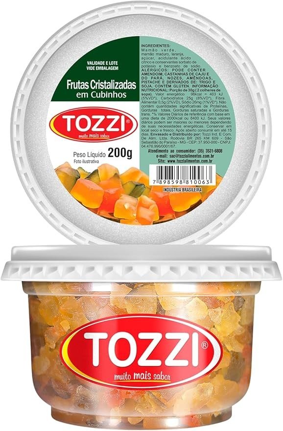 Tozzi Frutas Cristalizadas em Cubinhos, Pet 200g