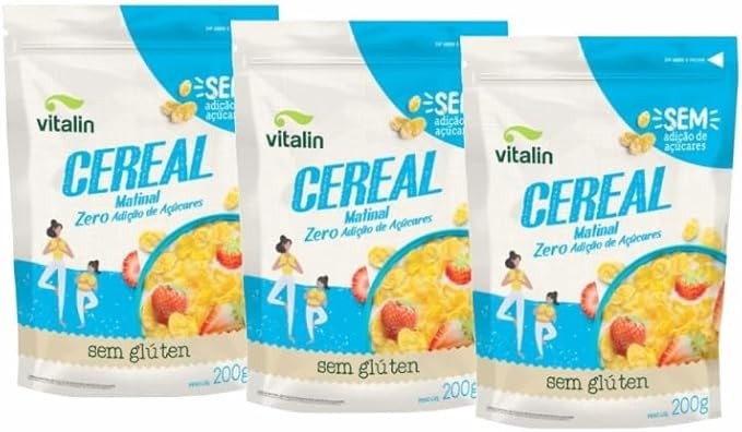 Kit 3X: Cereal Matinal Zero Açúcar Sem Glúten Vegano Vitalin 200g