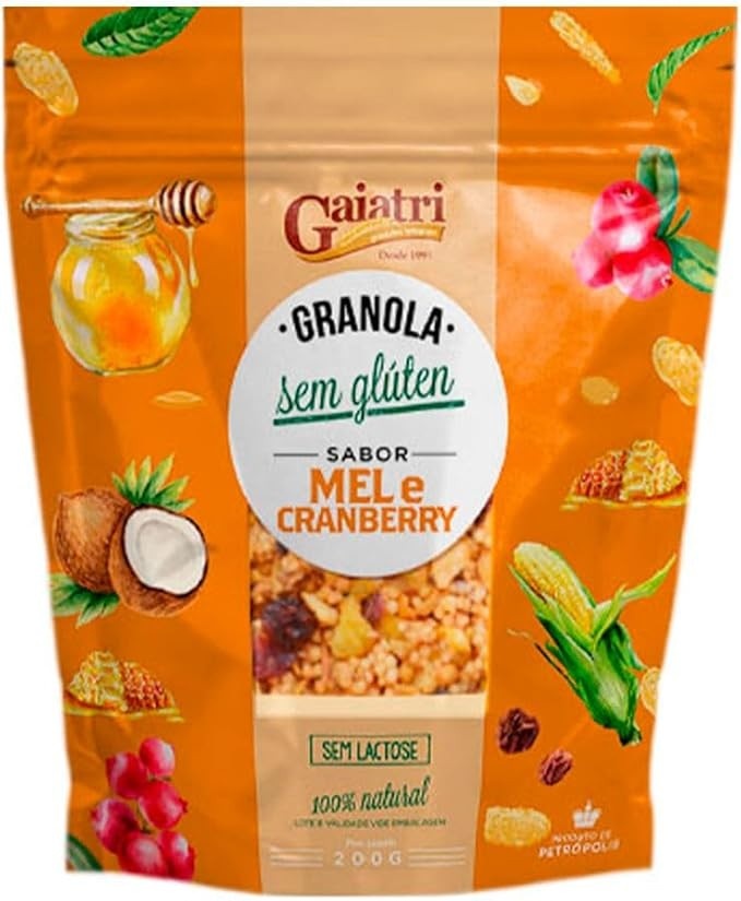 Granola Artesanal Sabor Mel e Cranberry Gaiatri 200g