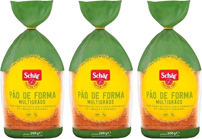 Kit 3 Pão de Forma Multigrãos Sem Glúten Vegan Schar 200g