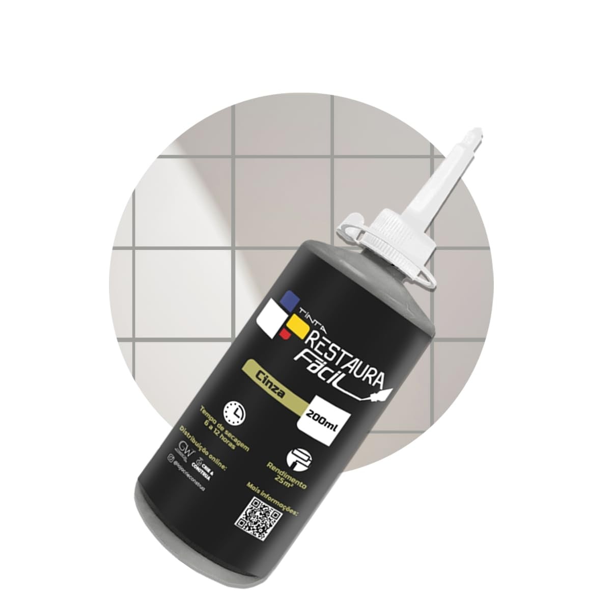 Tinta Restauradora para Rejunte Cinza 200ml Crie e Construa
