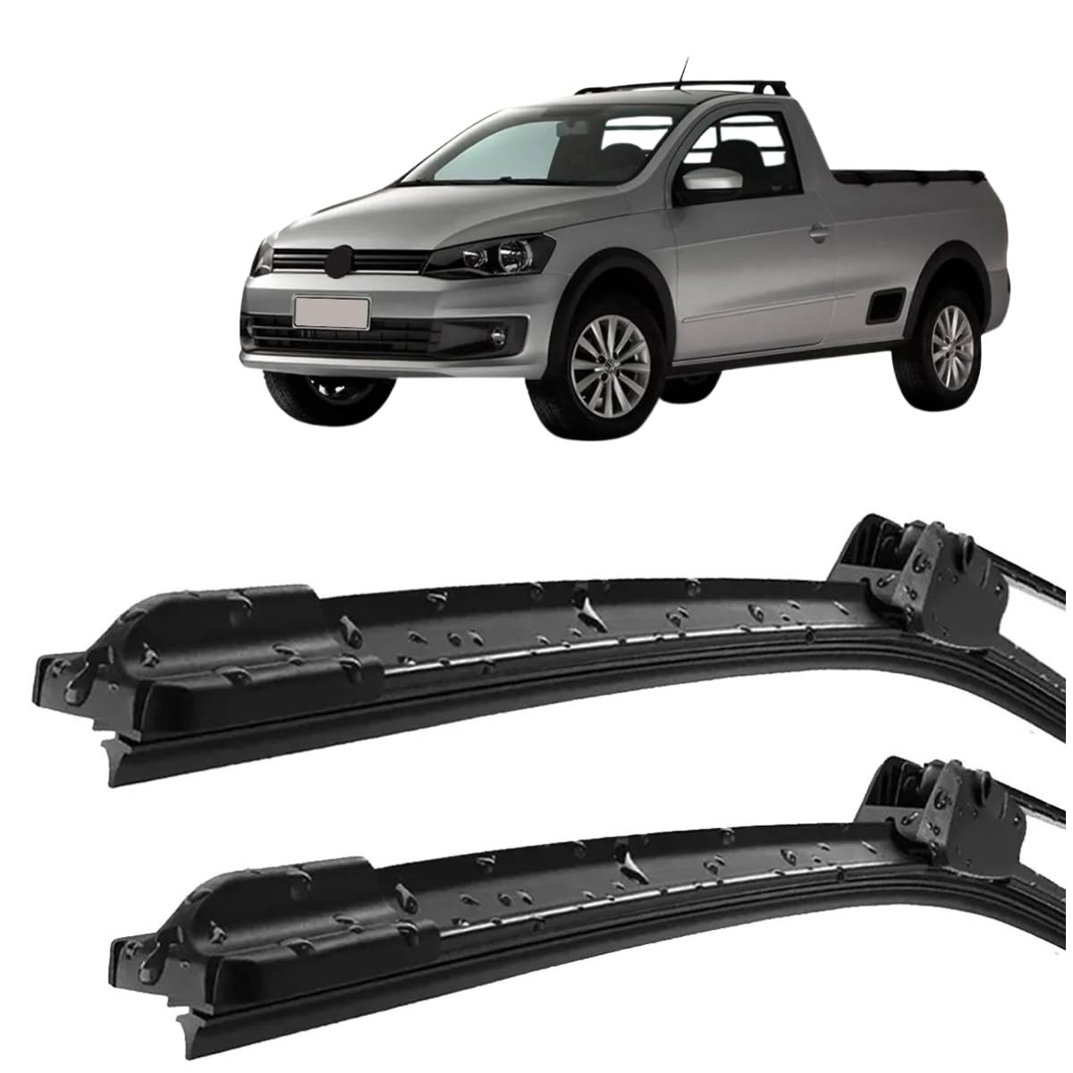 Par de Palhetas Limpador Para-Brisa Saveiro G5 2010-2013 Silicone - Encaixe Gancho