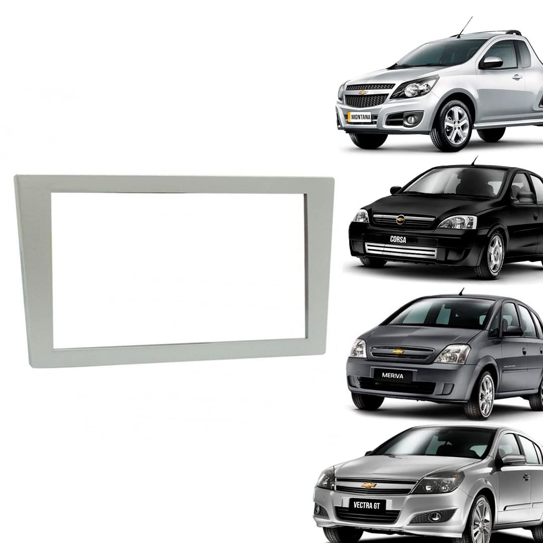 Moldura 2 Din 7" Fiamon Prata para Vectra GT, Meriva, Corsa e Montana (2002-2011)