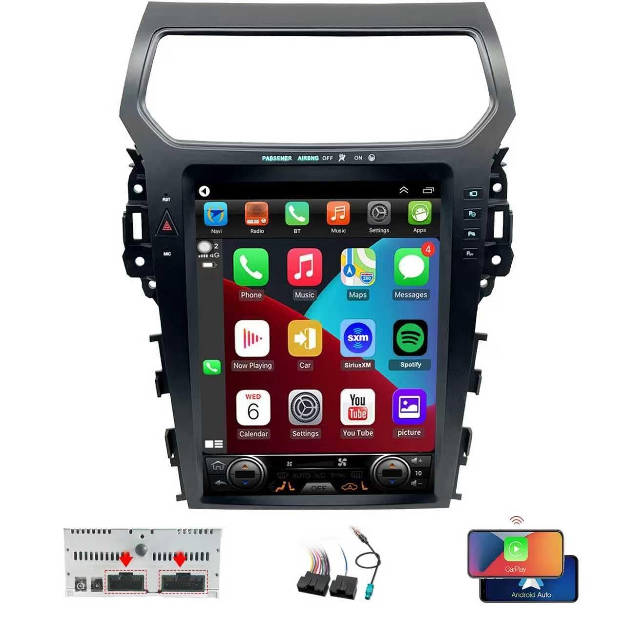 Upgrade Central Multimídia Ford Explorer 2011-2019: Android 8 Núcleos, Tela 12.1" QLED, CarPlay & Android Auto