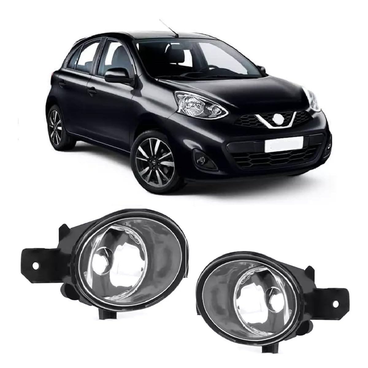 Par de Faróis de Milha Auxiliar para Nissan March (2011-2020) - Visibilidade e Segurança Noturna