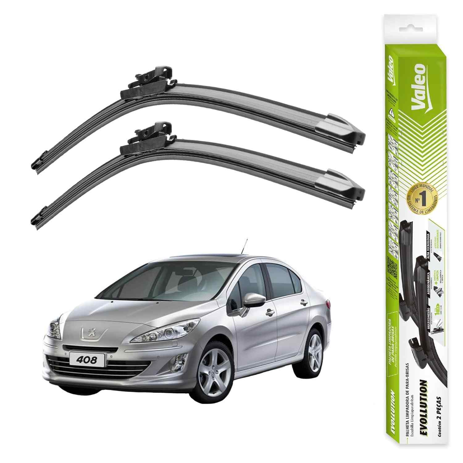 Par de Palhetas Limpador Parabrisa Valeo Evollution Original Peugeot 408 (2011-2019)