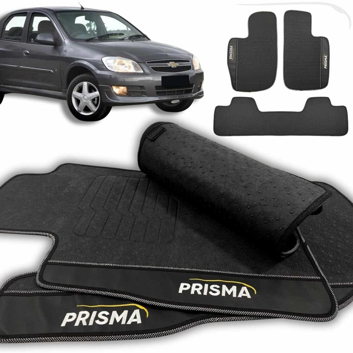 Tapete Borracha Prisma 2006-2012 3 Peças Protetor Assoalho Lanzi