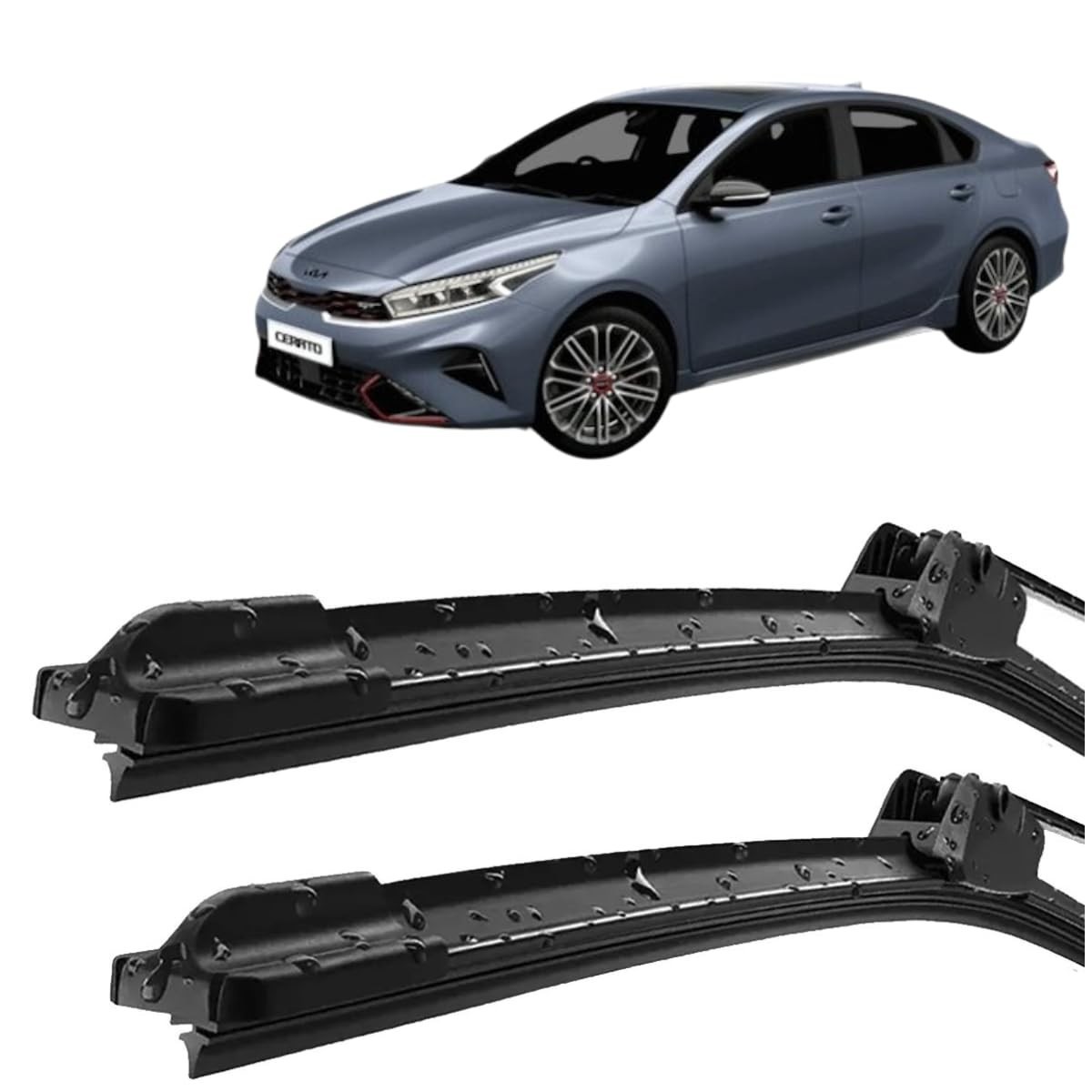 Par de Palhetas Limpador Para-Brisa Kia Cerato 2009-2012 Silicone Encaixe Gancho