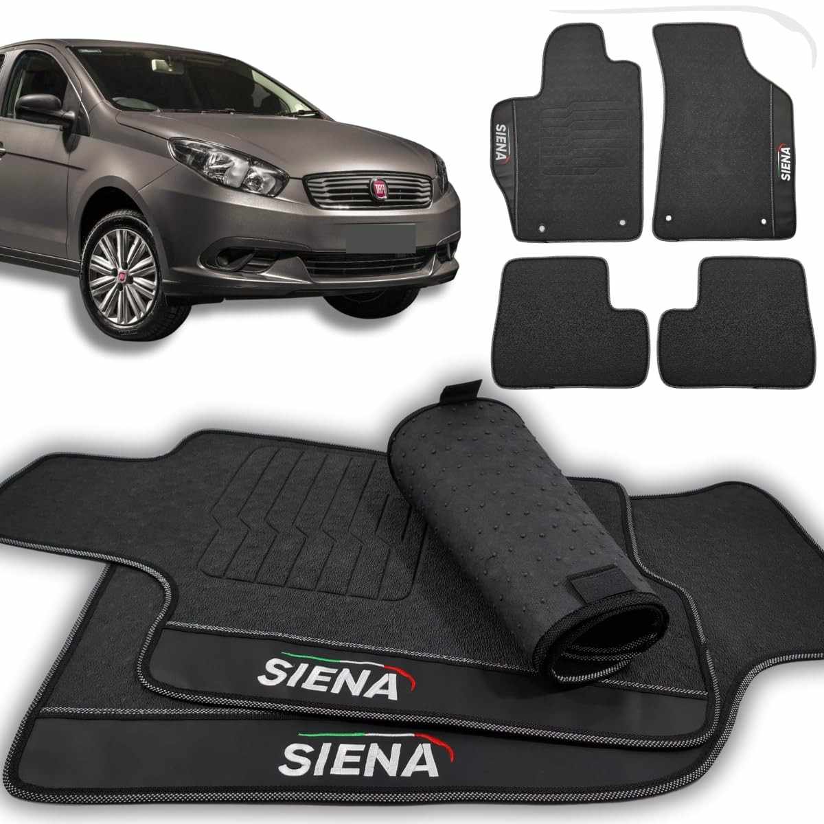 Jogo de Tapetes Automotivos Emborrachados para Fiat Siena 2013-2021 (4 Peças) - Proteção e Estilo