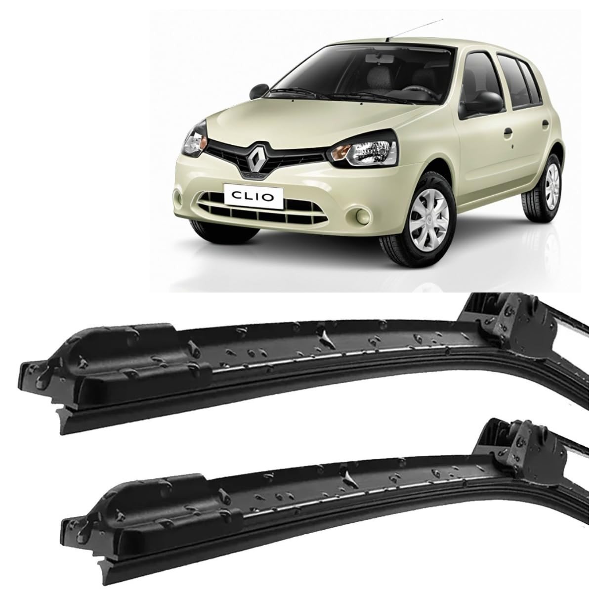 Par de Palhetas Limpador Para-brisa Silicone Tipo Gancho para Clio (1999-2013)