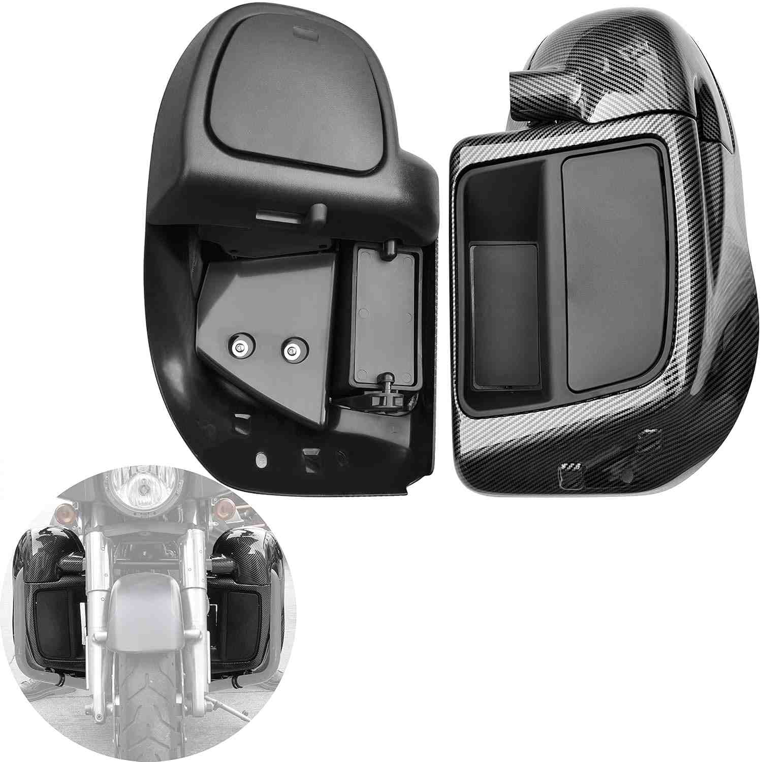 Carenagens de Perna Ventiladas Fibra de Carbono para Harley Touring 2014-2023 | Conforto e Estilo